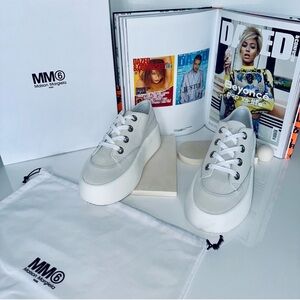 MM6 MAISON MARGIELA Grey Suede Platform Sneakers